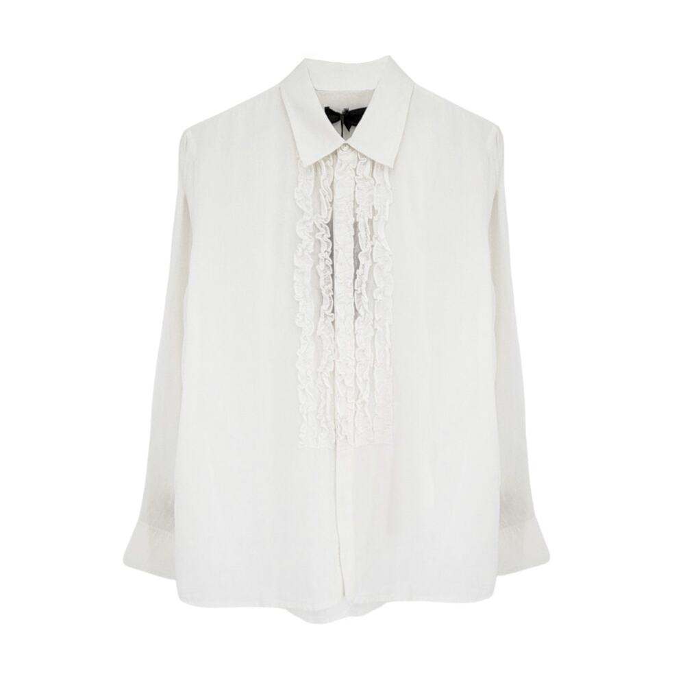 NILI LOTAN Nathael Ruffle Shirt in Ivory S